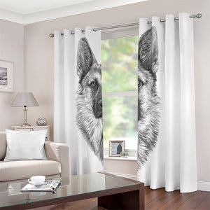 Black And White German Shepherd Print Blackout Grommet Curtains