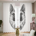 Black And White German Shepherd Print Dimout Pencil Pleat Curtains