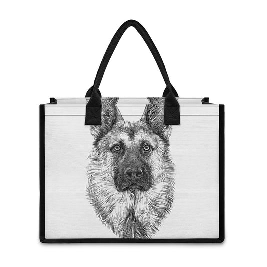 Black And White German Shepherd Print Canvas Tote Bag