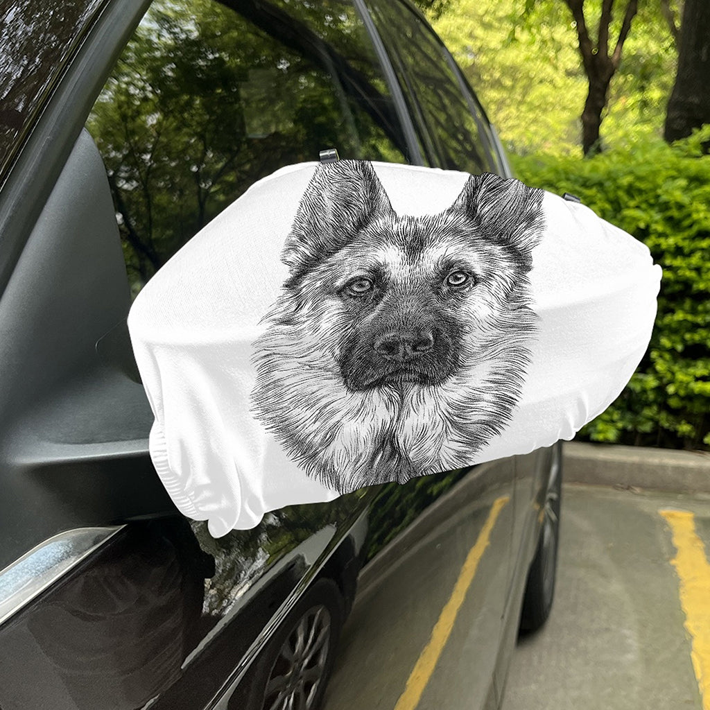 Black And White German Shepherd Print Car Side Mirror Covers