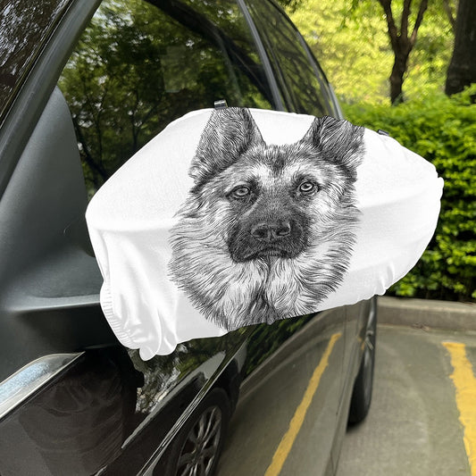 Black And White German Shepherd Print Car Side Mirror Covers