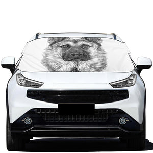 Black And White German Shepherd Print Car Windshield Snow Cover