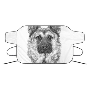 Black And White German Shepherd Print Car Windshield Snow Cover