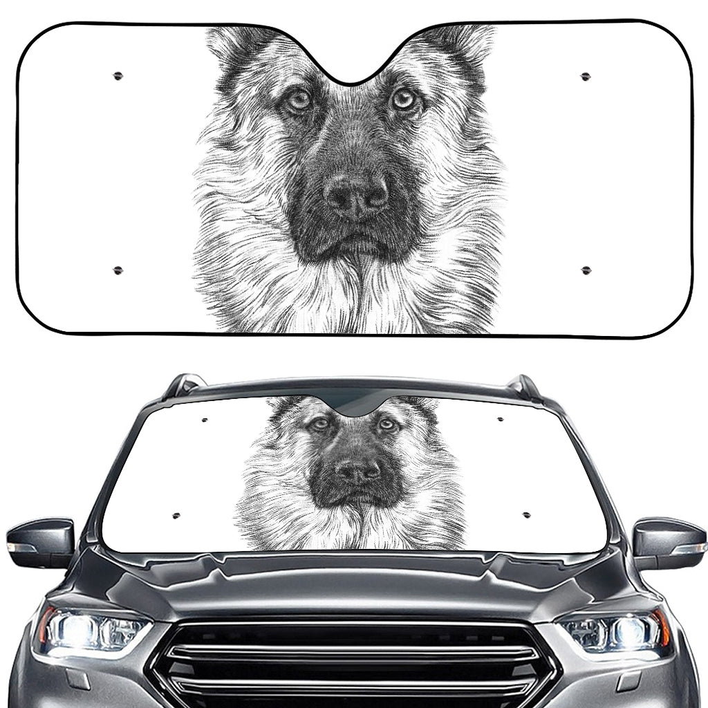 Black And White German Shepherd Print Car Windshield Sun Shade