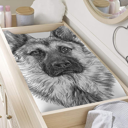 Black And White German Shepherd Print Changing Pad Cover