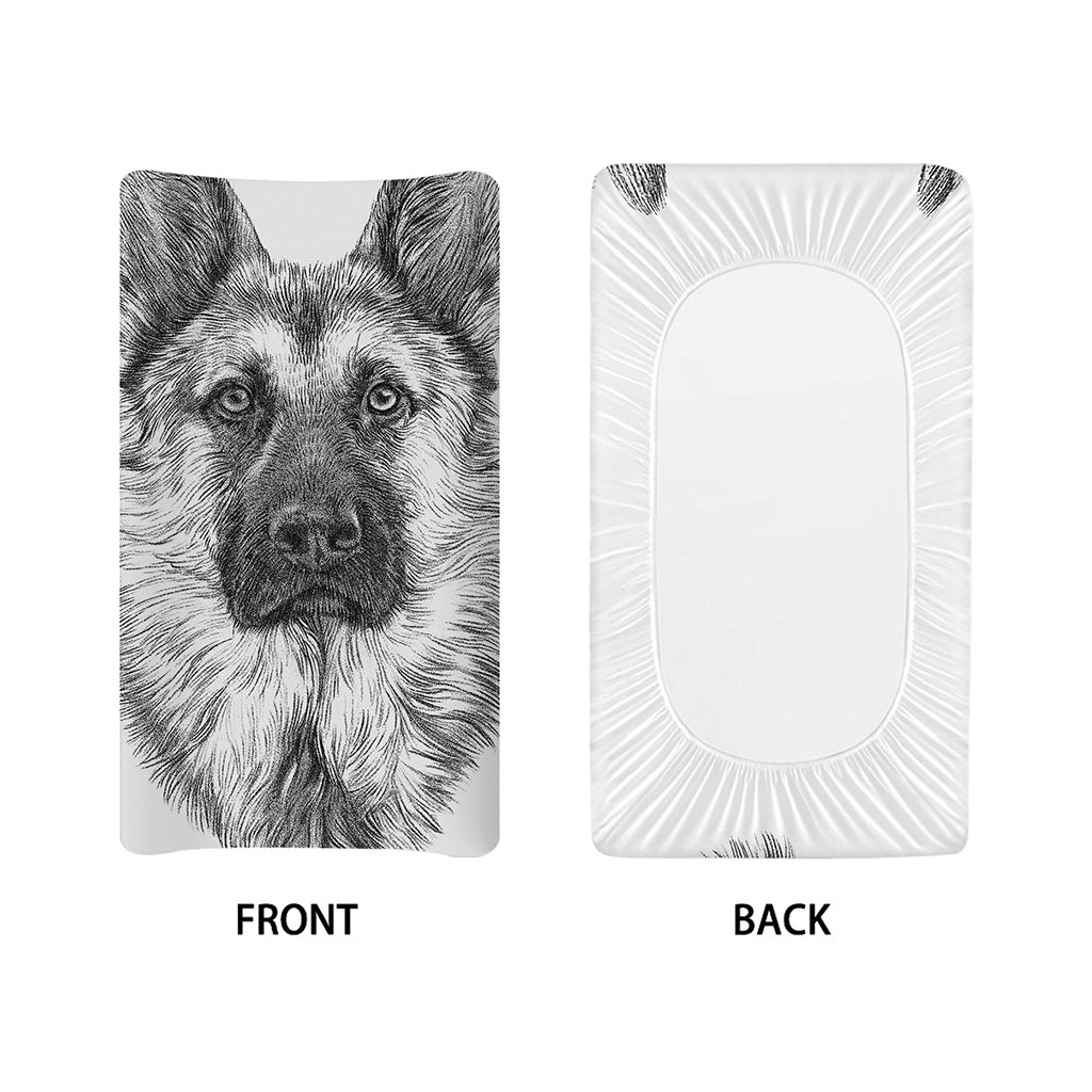 Black And White German Shepherd Print Changing Pad Cover