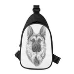 Black And White German Shepherd Print Chest Bag