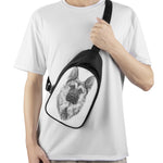 Black And White German Shepherd Print Chest Bag
