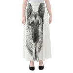 Black And White German Shepherd Print Chiffon Maxi Skirt