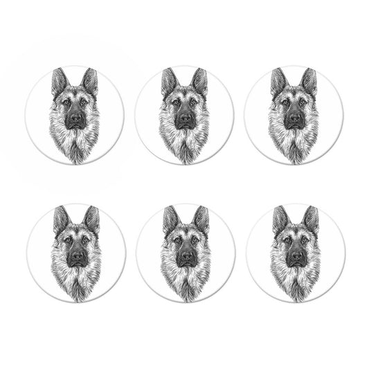 Black And White German Shepherd Print Coaster Set