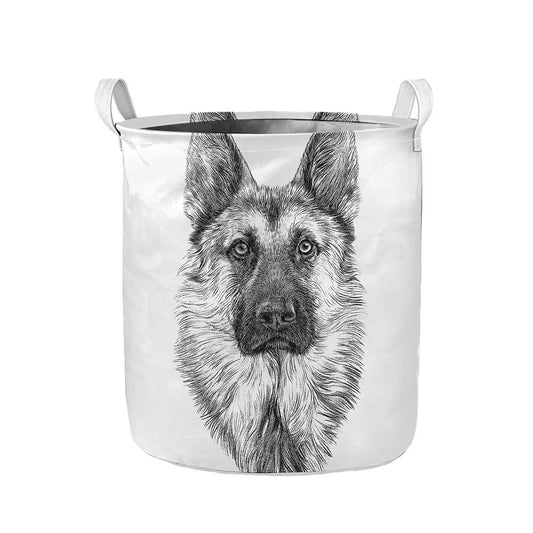 Black And White German Shepherd Print Collapsible Laundry Basket