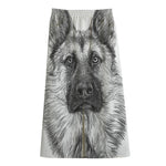 Black And White German Shepherd Print Cotton Front Slit Maxi Skirt