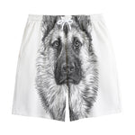 Black And White German Shepherd Print Cotton Shorts