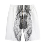 Black And White German Shepherd Print Cotton Shorts