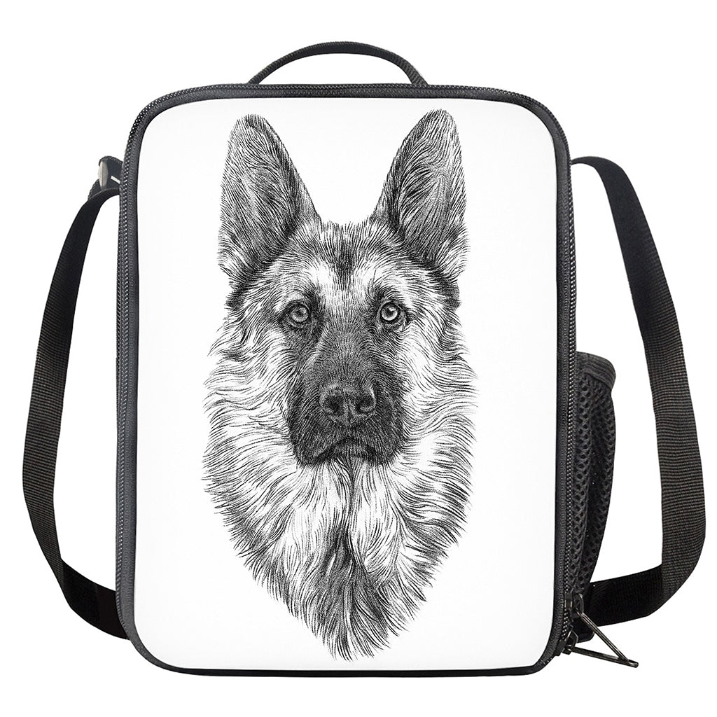 Black And White German Shepherd Print Crossbody Lunch Bag