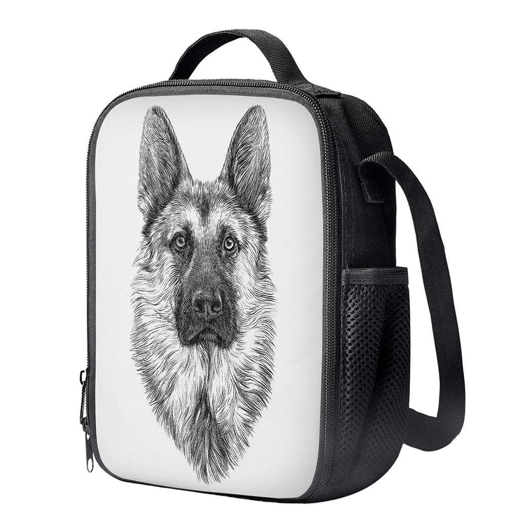 Black And White German Shepherd Print Crossbody Lunch Bag