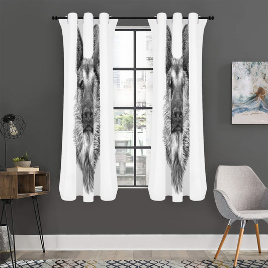 Black And White German Shepherd Print Curtain