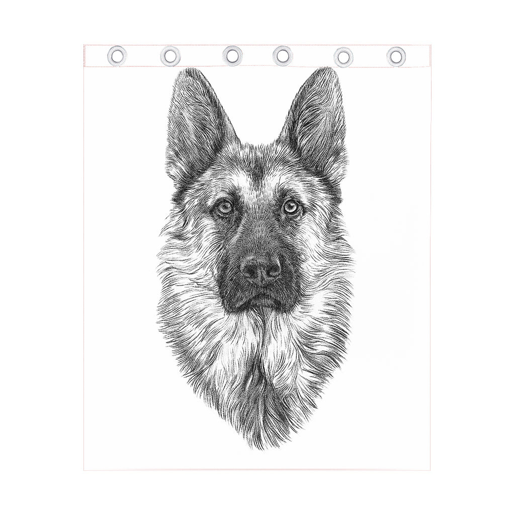 Black And White German Shepherd Print Curtain