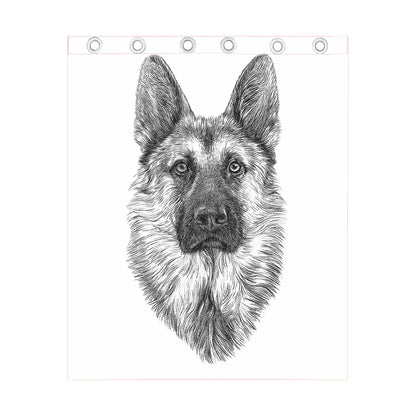 Black And White German Shepherd Print Curtain