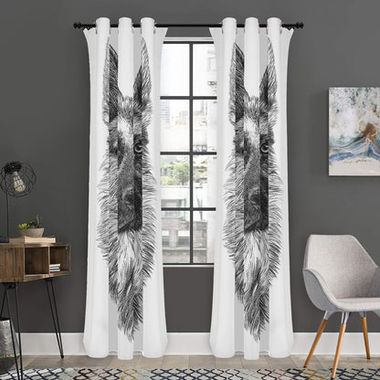 Black And White German Shepherd Print Curtain