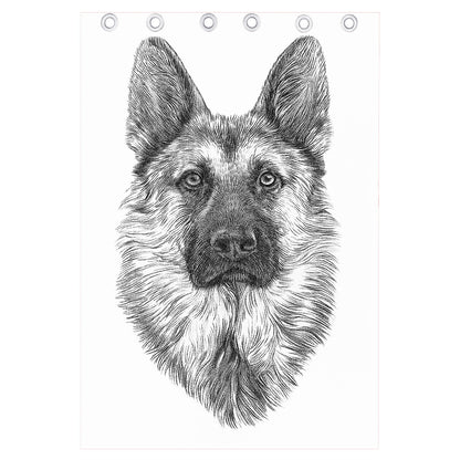 Black And White German Shepherd Print Curtain