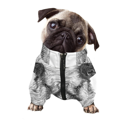 Black And White German Shepherd Print Dog Zip Up Jacket