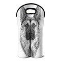 Black And White German Shepherd Print Double Neoprene Wine Tote