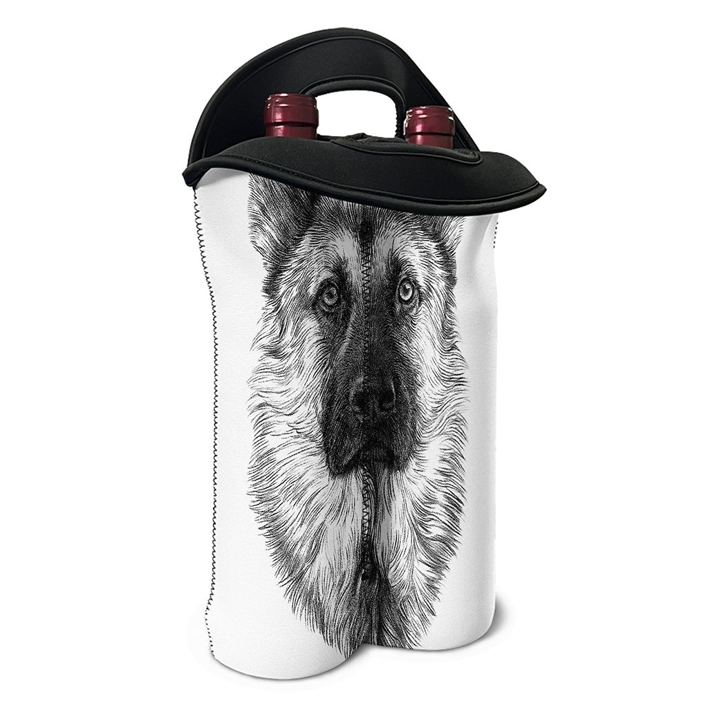 Black And White German Shepherd Print Double Neoprene Wine Tote