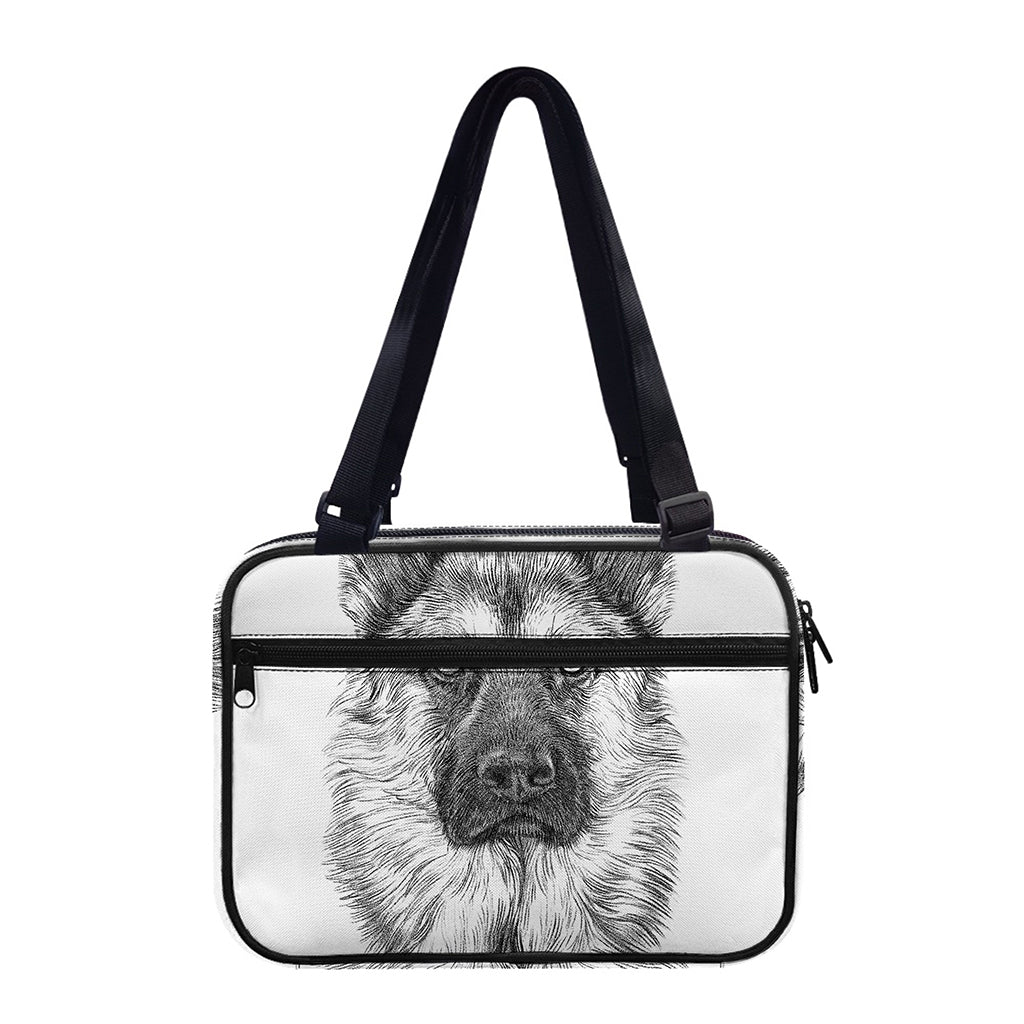 Black And White German Shepherd Print Double Strap Bible Bag