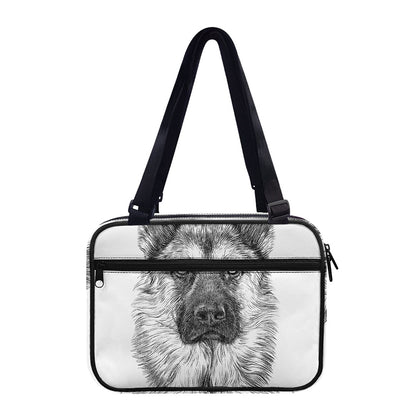 Black And White German Shepherd Print Double Strap Bible Bag