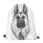 Black And White German Shepherd Print Drawstring Bag