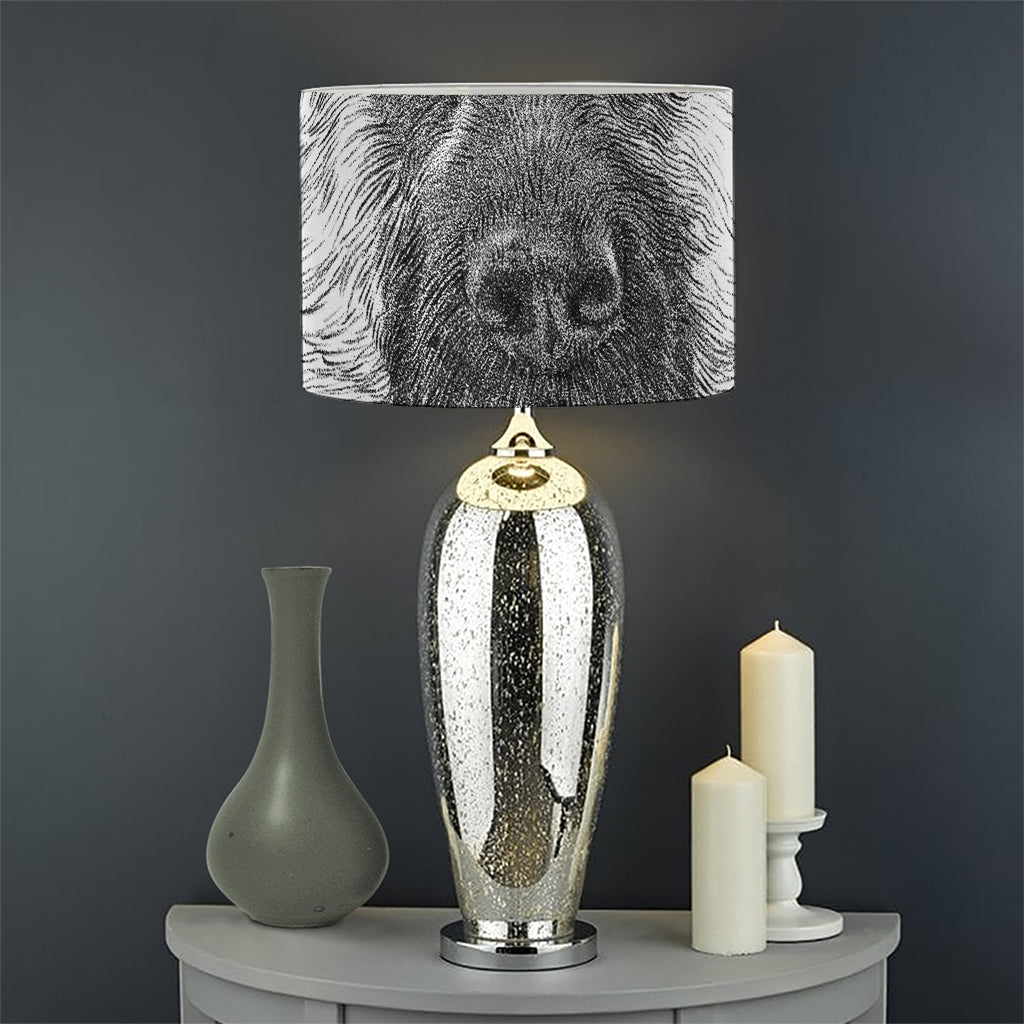 Black And White German Shepherd Print Drum Lamp Shade