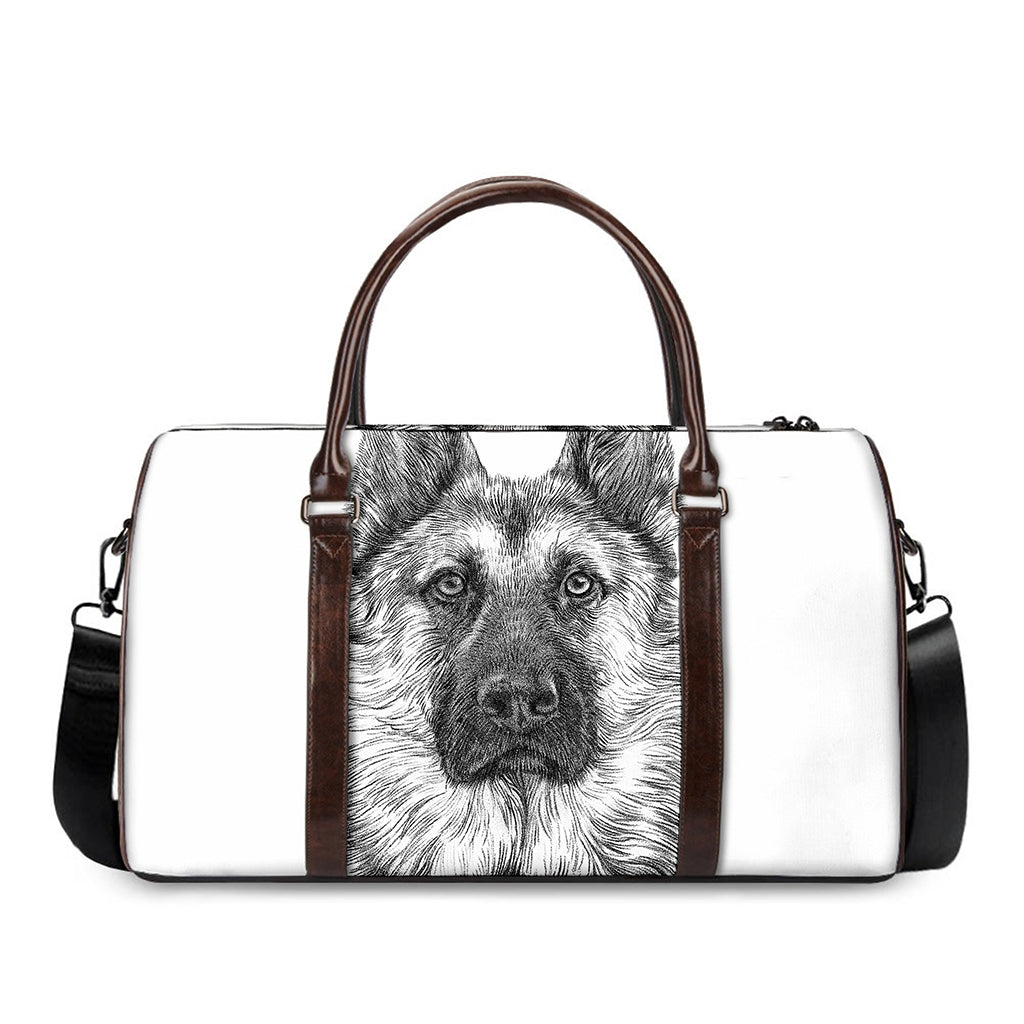 Black And White German Shepherd Print Duffle Bag