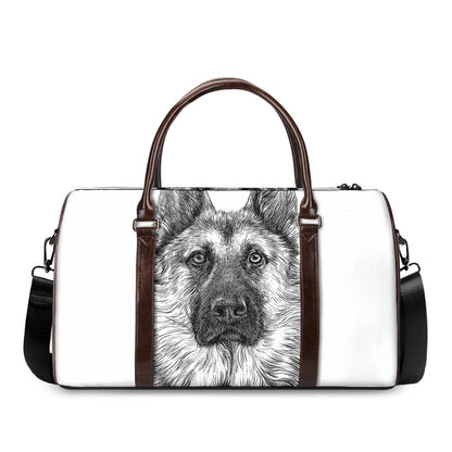 Black And White German Shepherd Print Duffle Bag