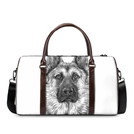 Black And White German Shepherd Print Duffle Bag