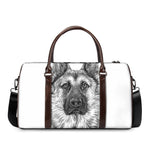 Black And White German Shepherd Print Duffle Bag