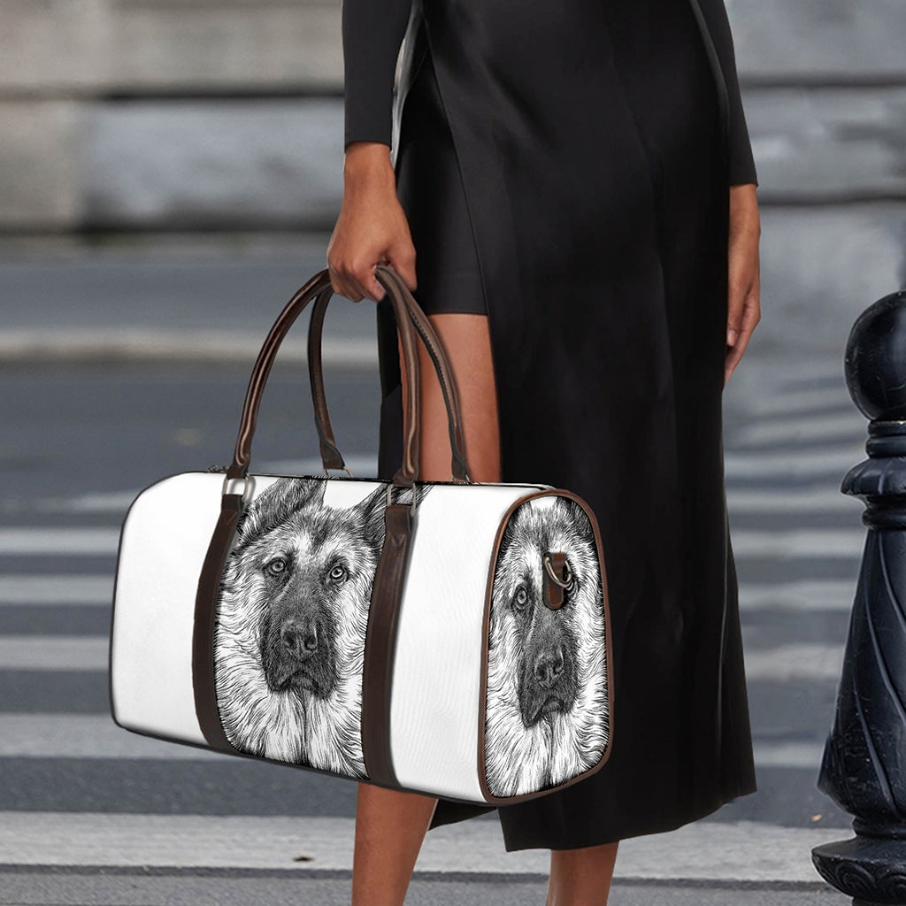 Black And White German Shepherd Print Duffle Bag