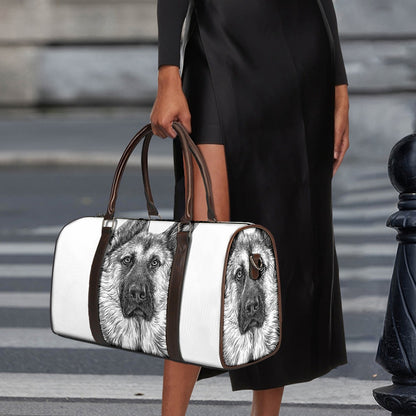 Black And White German Shepherd Print Duffle Bag