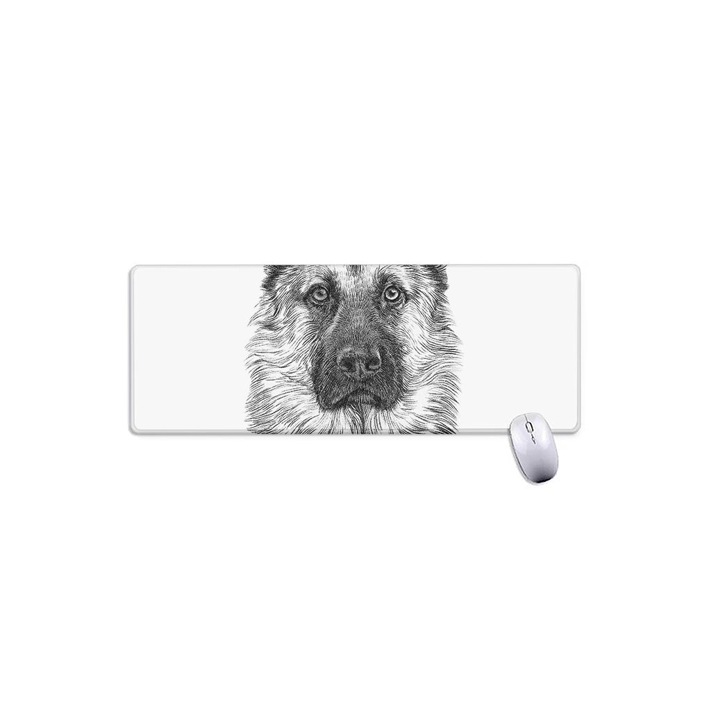 Black And White German Shepherd Print Extended Mouse Pad