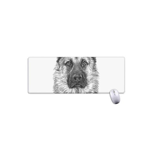 Black And White German Shepherd Print Extended Mouse Pad