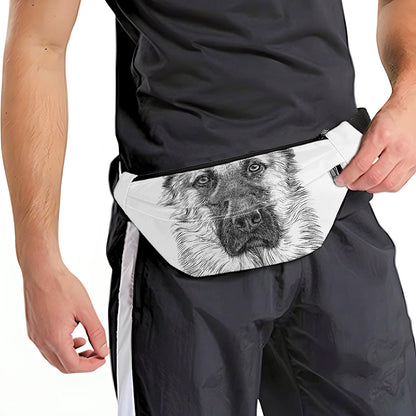 Black And White German Shepherd Print Fanny Pack