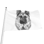Black And White German Shepherd Print Flag