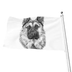 Black And White German Shepherd Print Flag