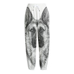 Black And White German Shepherd Print Fleece Lined Knit Pants