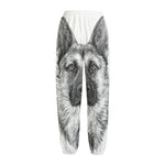 Black And White German Shepherd Print Fleece Lined Knit Pants