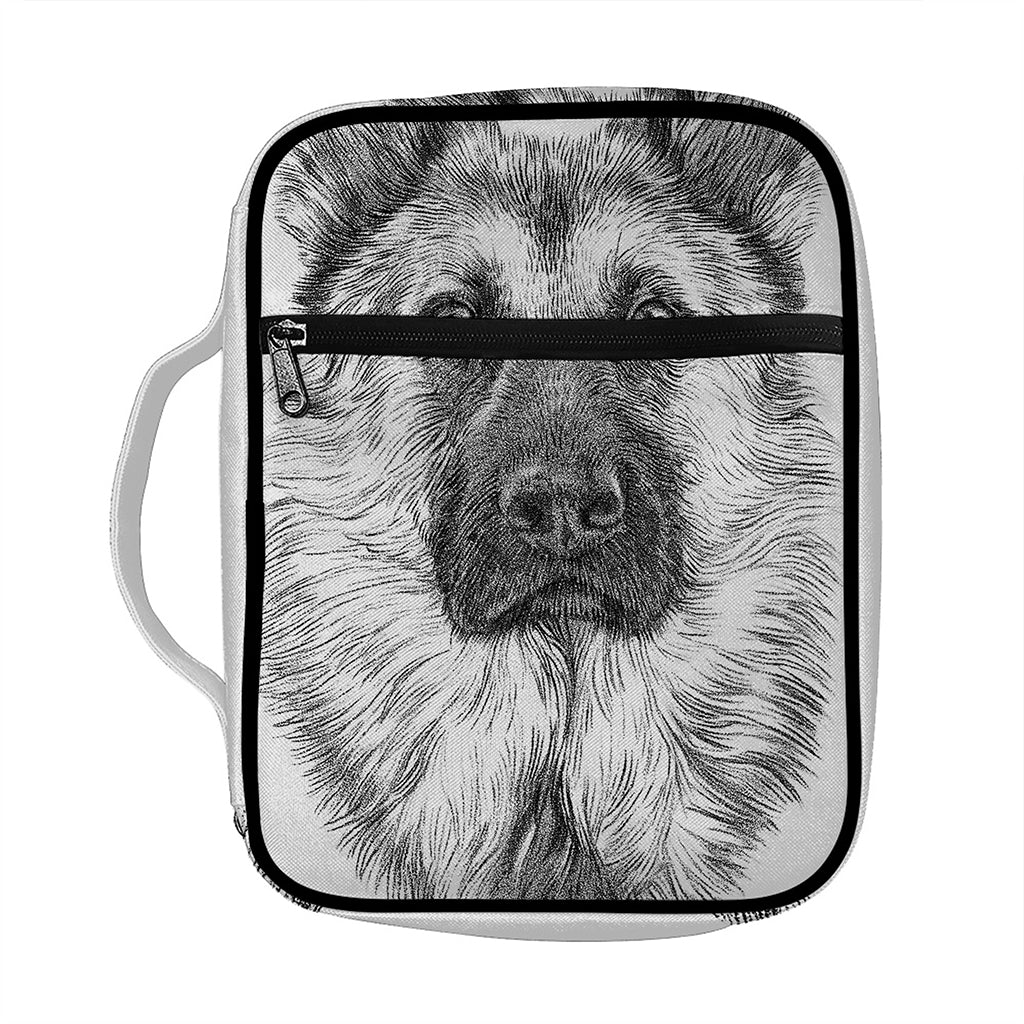 Black And White German Shepherd Print Front Pocket Bible Bag
