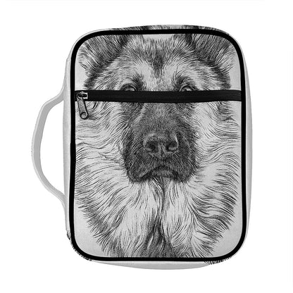 Black And White German Shepherd Print Front Pocket Bible Bag