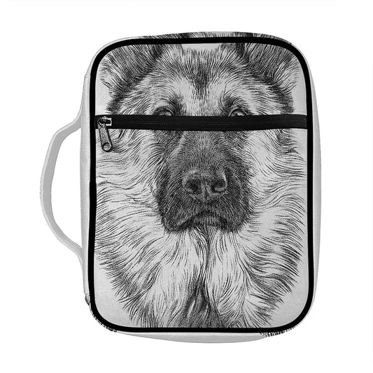 Black And White German Shepherd Print Front Pocket Bible Bag