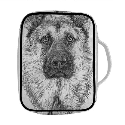 Black And White German Shepherd Print Front Pocket Bible Bag