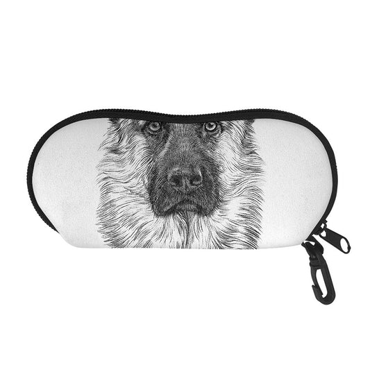 Black And White German Shepherd Print Glasses Case